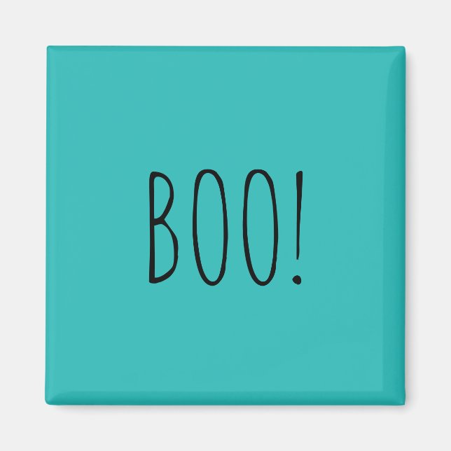 Boo teal, enkel typografi roligt Halloween Magnet (Framsidan)