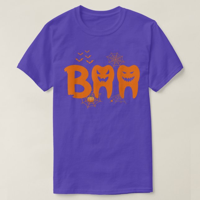 Boo Teeth Ghost Pumpkin Witch Cute Dental Hallowee T Shirt (Design framsida)