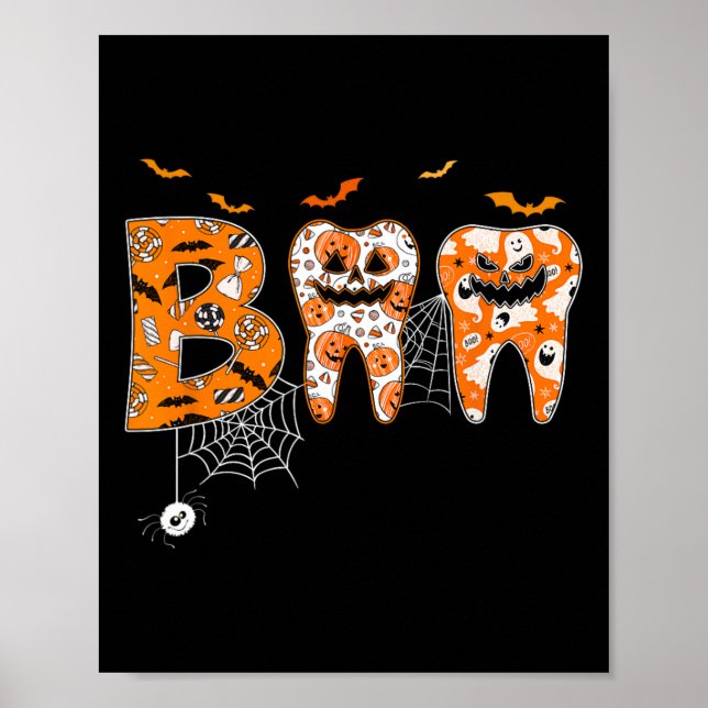 Boo Teeth Pumpkin Dentist Dental Hygienist Hallowe Poster (Framsidan)