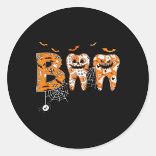 Boo Teeth Pumpkin Dentist Dental Hygienist Hallowe Runt Klistermärke