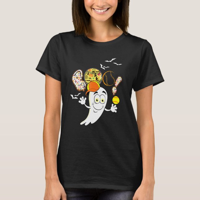 Boo Tennis Player Ghost Spooky Night T Shirt (Framsida)