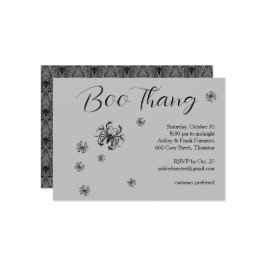 Boo Thang Creepy Spiders Grått Halloween fest Inbjudningar