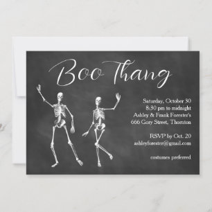 Boo Thang Dancing Skeletons Cloudy Halloween fest Inbjudningar