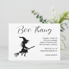 Boo Thang Flies Witch White Halloween fest Inbjudningar