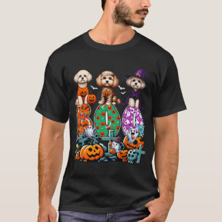 Boo Three Halloween Maltipoos Cosplay Witch Mummy T Shirt