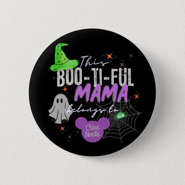Boo-ti-ful Mamma Pin | Anpassningsbar Halloween Gi Knapp (Framsida)