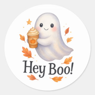 Boo! - Tidig tipning av jutegenererad ghost-pumpki Runt Klistermärke