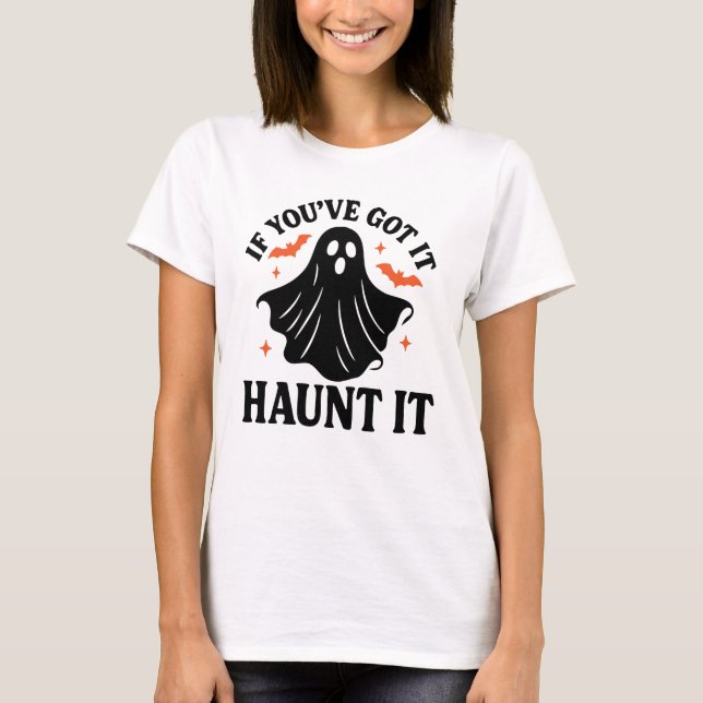 Boo-tiful and Booked, Halloween Ghost, Bats, Stars T Shirt (Framsida)