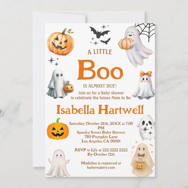 Boo-tiful Baby on the Way – Halloween Baby Shower  Inbjudningar (Framsida)