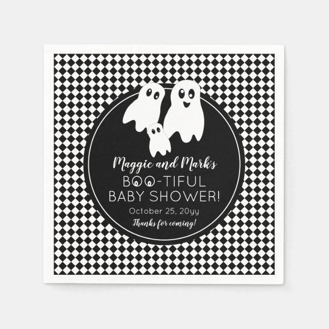 BOO - TIFUL Baby Shower BW Halloween Tack Pappersservett (Framsidan)