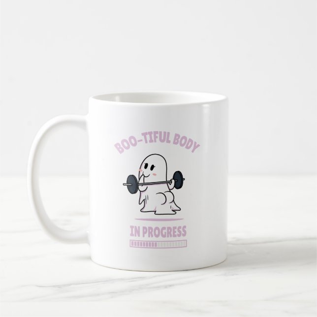 Boo-Tiful Body - Funny Halloween Ghost Gym Liiting Kaffemugg (Vänster)
