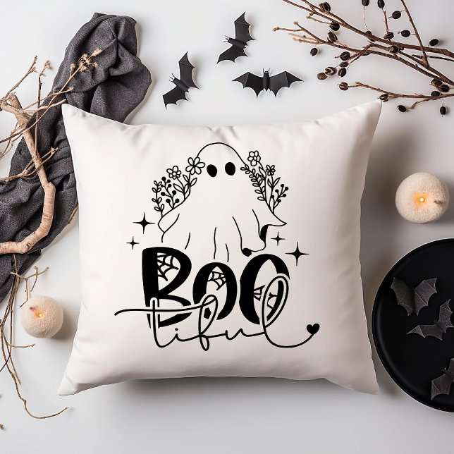 Boo-Tiful Cute Ghost Halloween T-Shirt Kudde (Skapare uppladdad)