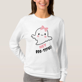 Boo-tiful! Cute Ghost med Rosa Bow Halloween T Shirt