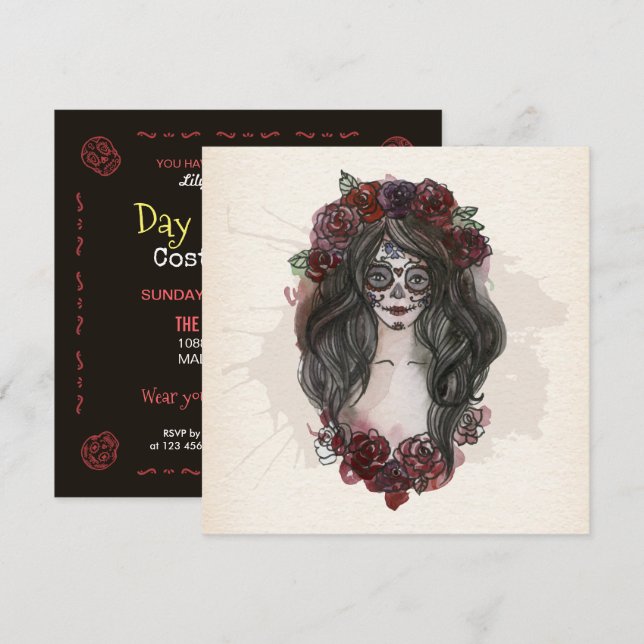 Boo-tiful Dia de los Muertos Party | Inbjudan (Fram/baksida)