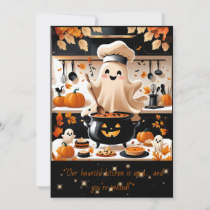 Boo-tiful Feast – Kawaii Ghost Cooking Party Inbju Inbjudningar