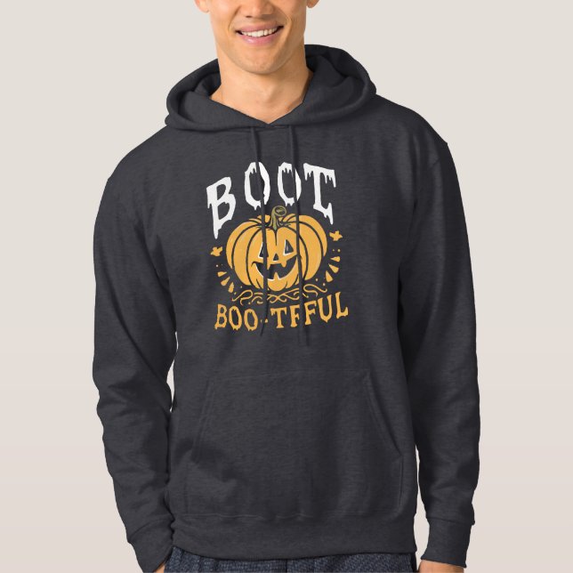 BOO-tiful Funny Halloween Pumpkin Shirt" Hoodie (Framsida)