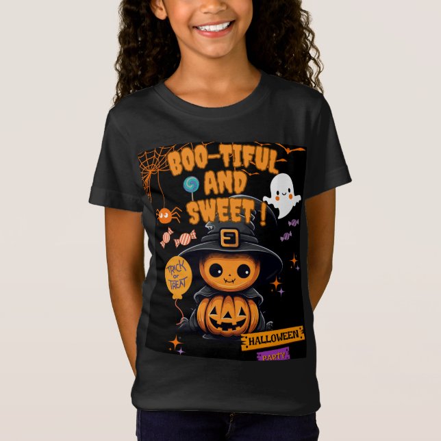 Boo tiful Halloween Kids T-Shirt | Spooky Pumpkin (Framsida)