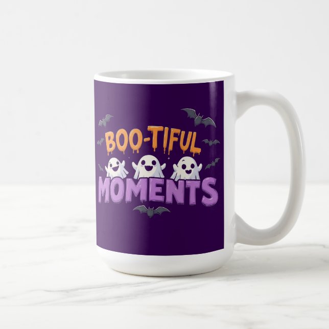 Boo-Tiful Moments Cute Halloween Ghosts and Bats Kaffemugg (Höger)