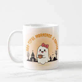 Boo-tiful Mornings & Coffee" Cute Ghost Halloween Kaffemugg