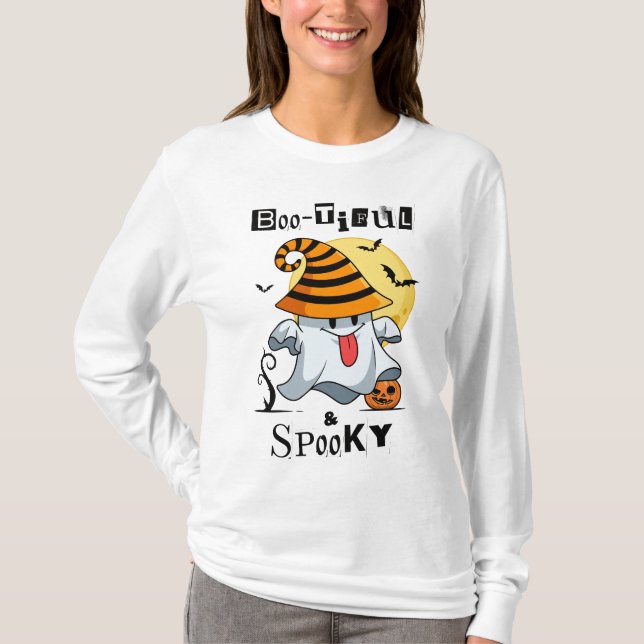 Boo-tiful och Spooky T Shirt (Framsida)
