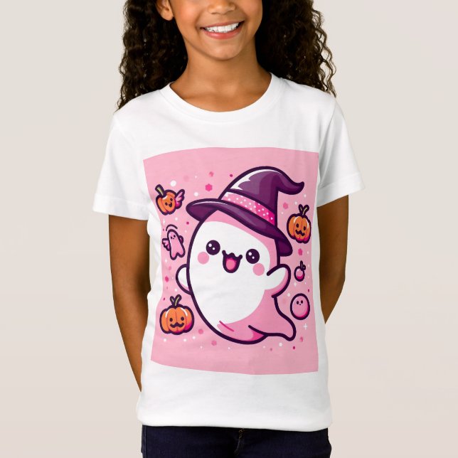 👻 Boo-tiful Pinkoween T-Shirt for Girls! 🎀 👻 (Framsida)