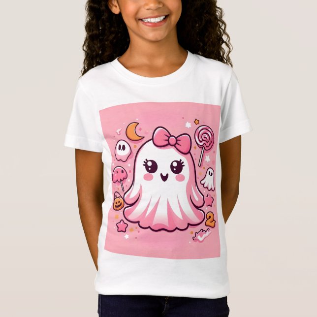 👻 Boo-tiful Pinkoween T-Shirt for Girls! 🎀 👻 (Framsida)