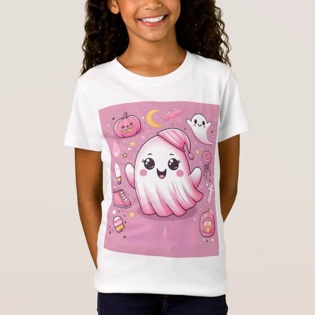 👻 Boo-tiful Pinkoween T-Shirt for Girls! 🎀 👻 (Framsida)