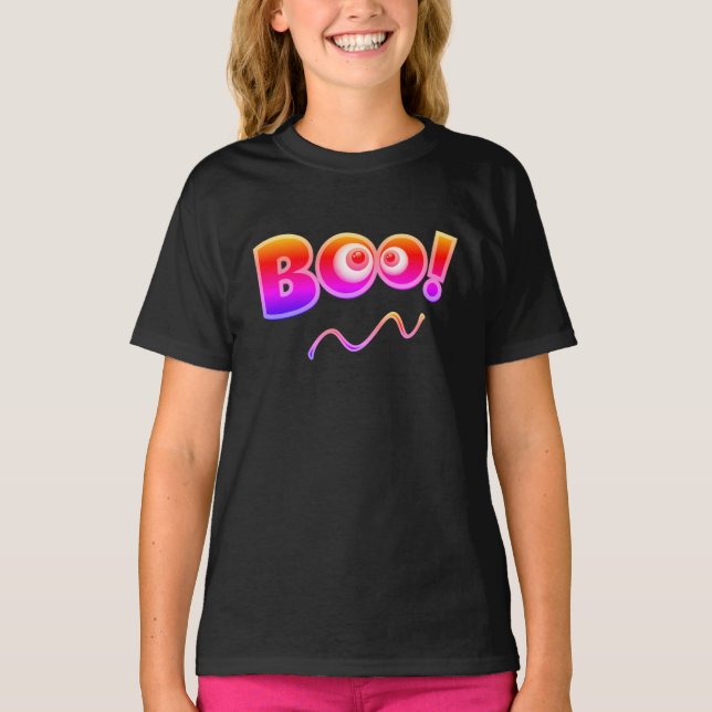 Boo till Happy halloween kostym för flickor T-Shir T Shirt (Framsida)