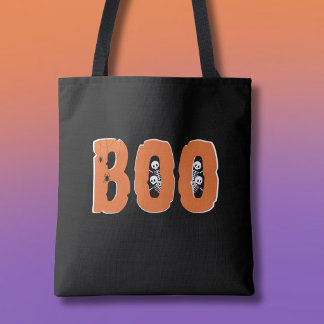 BOO Tittande skelett hängande spindlar Halloween Tygkasse