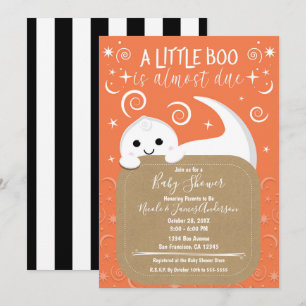 BOO Tittande Spöke Orange Halloween Baby Shower Inbjudningar
