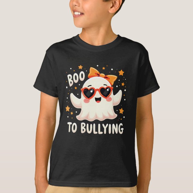 Boo to Bullying Cute Ghost Anti Bullying Halloween T Shirt (Framsida)