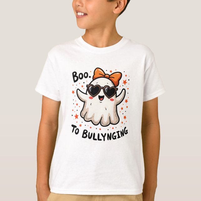 Boo to Bullying Cute Ghost Kärlek Shaped Sunglass T Shirt (Framsida)