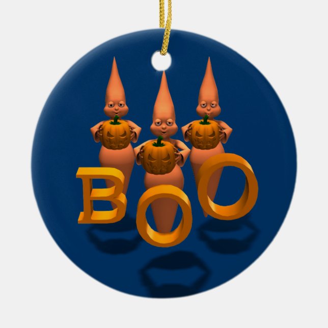 Boo! Tre Cute Ghosties Julgransprydnad Keramik (Framsidan)