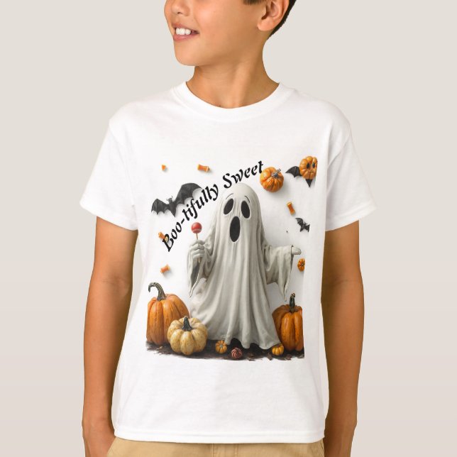 Boo-tröttsamt söt taloky Halloween-barn T Shirt (Framsida)