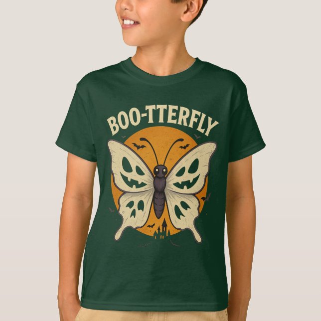 BOO-TTERFLY Halloween Pun T-Shirt-Spooky Butterfly T Shirt (Framsida)