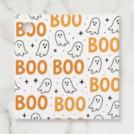 BOO Typografi Lekfulla Vita Spöken Halloween Gåvor Etiketter