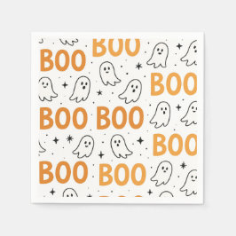 BOO Typografi Lekfulla Vita Spöken Halloween Pappersservett