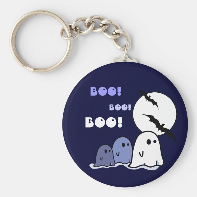 Boo! Underlig Little Spöken Halloween Gift Nyckelring (Framsidan)
