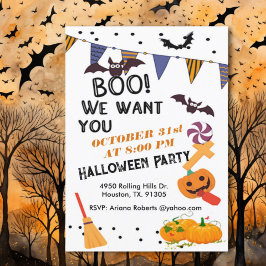 Boo vi vill ha dig Barn Halloween fest Inbjudningar