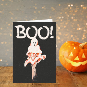 Boo! Vintage Ghost Costume Halloween Kort