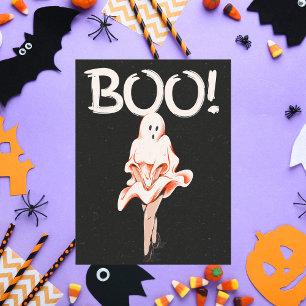 Boo! Vintage Ghost Costume Halloween Vykort