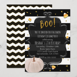 BOO! Vit pumpa & Candy Corn Halloweenfest Inbjudningar