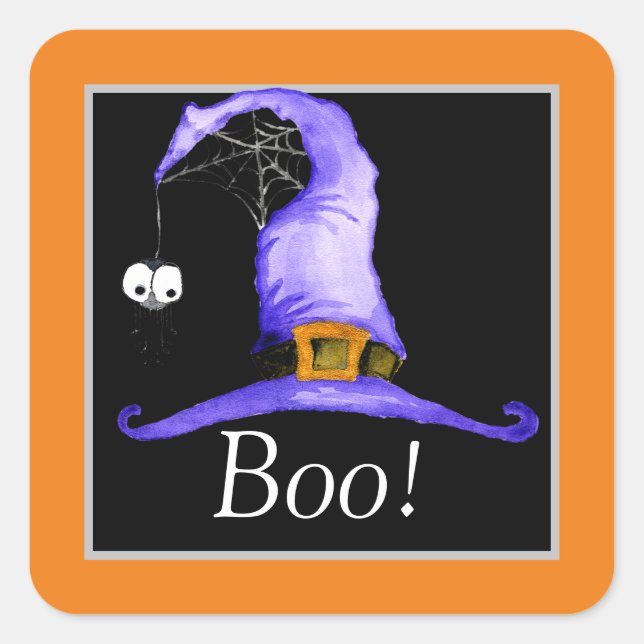 Boo! Whimsiches Hat Fyrkantigt Klistermärke (Framsida)