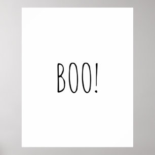 Boo white pooky typography minimalist Halloween Poster