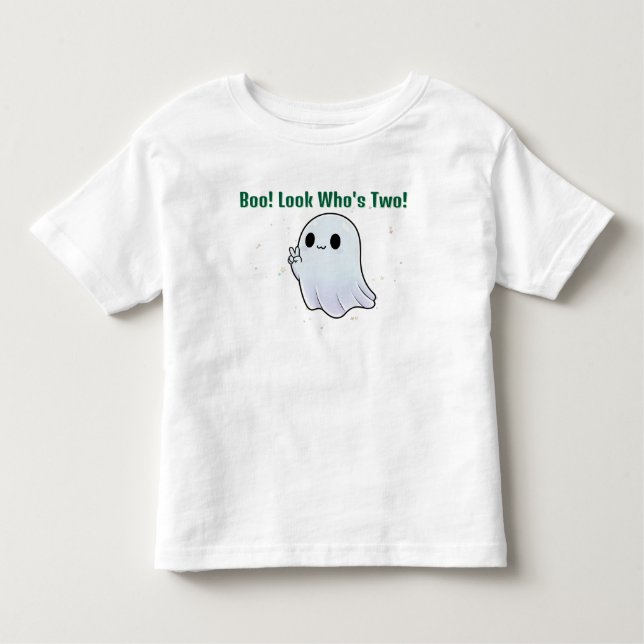 Boo, Who's Two, Ghost & Stardust Birthday T Shirt (Framsida)