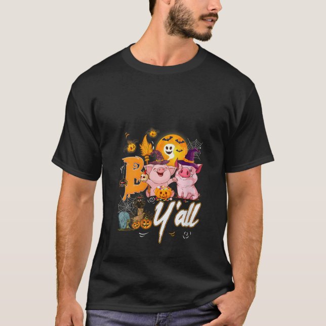 Boo Y all Cute Gris Witch Hat Pumpkin Farm Hallowe T Shirt (Framsida)