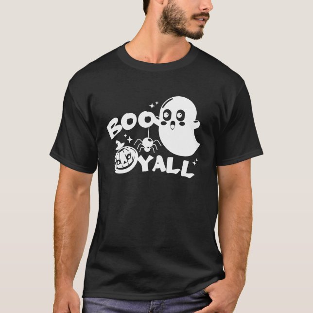 Boo Y all  Halloween Ghost Costume T Shirt (Framsida)