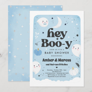 Boo-y Blue Boy Ghost Baby Shower Inbjudningar