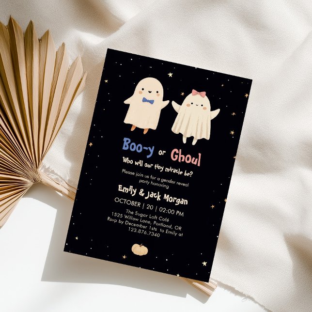 Boo-y eller Ghoul Cute Halloween Spöken Gender Rev Inbjudningar (Skapare uppladdad)