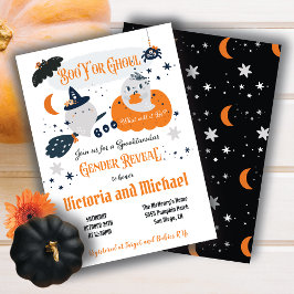 Boo Y eller Ghoul Halloween Gender Reveal Baby Sho Inbjudningar